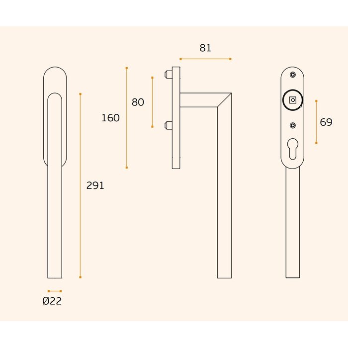 JNF Architectural Hardware JNF hefschuifdeurgreep enkel - Zwart Titanium PVD