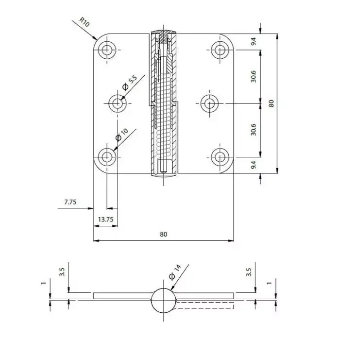 Argenta Argenta CLOSE 80x80 A Federscharnier Aluminium