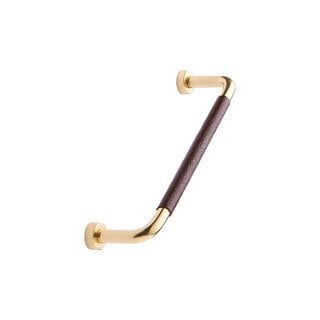 Furnipart Möbelgriff LOUNGE – poliertes Messing und braunes Leder   - Copy
