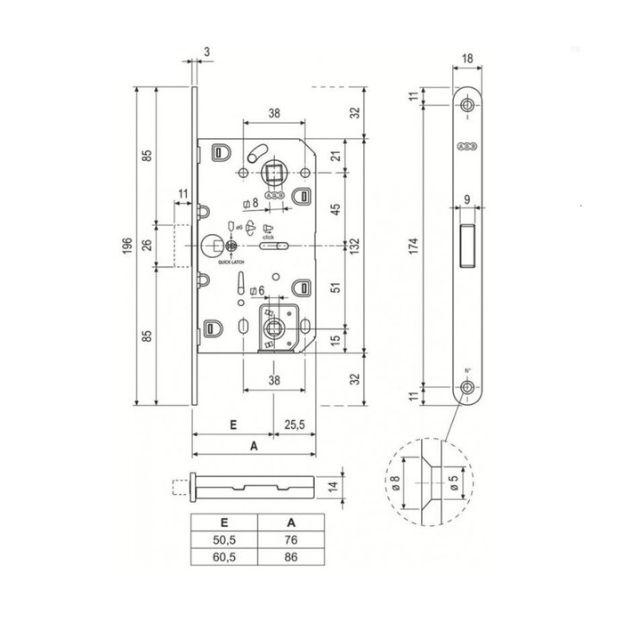 247WOOD Gabarit de défonceuse pour plaque frontale AGB Polaris 2XT 196 x 18 mm