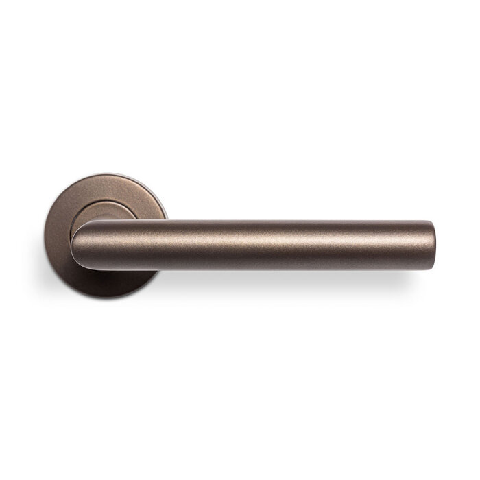 In-Door Poignées de porte Jersey sur rosace ronde - bronze foncé