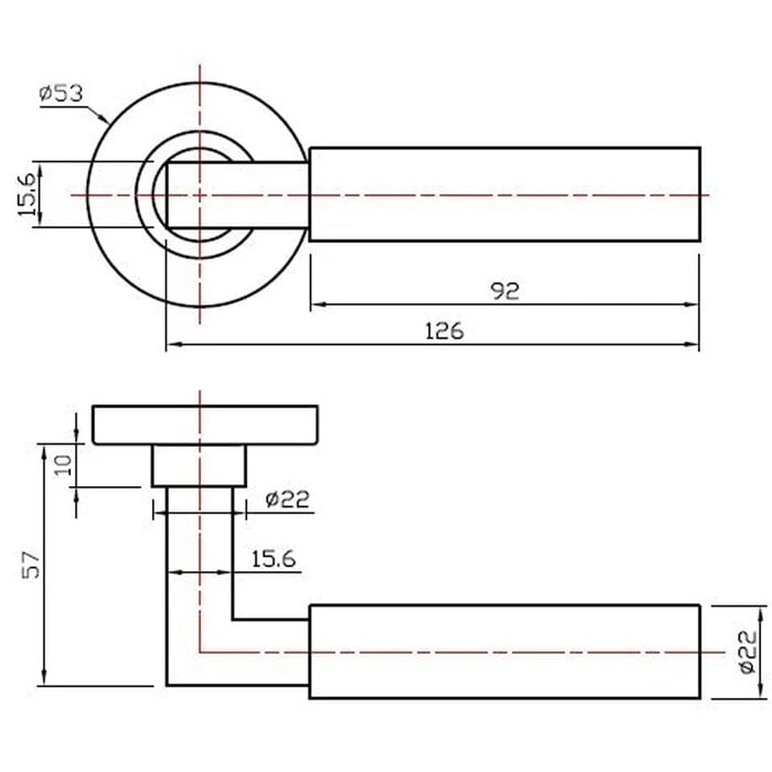 In-Door SEM door handles on round rosette - bronze copper