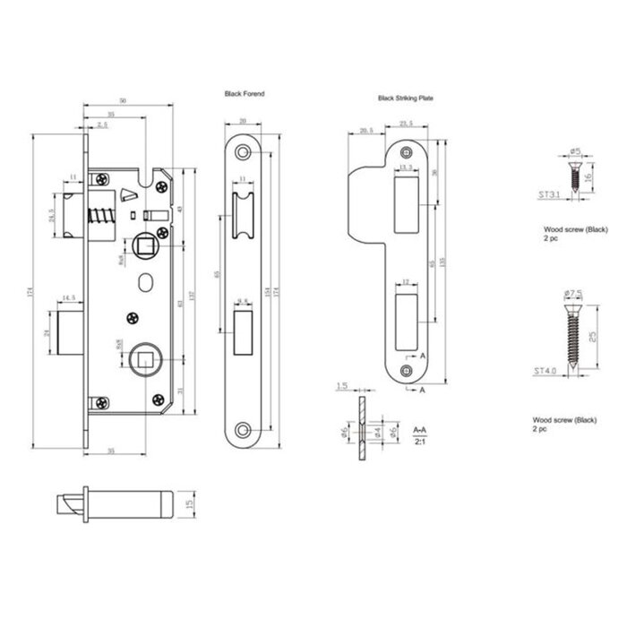 In-Door Smal WC-slot 63/8 mm met RVS voorplaat