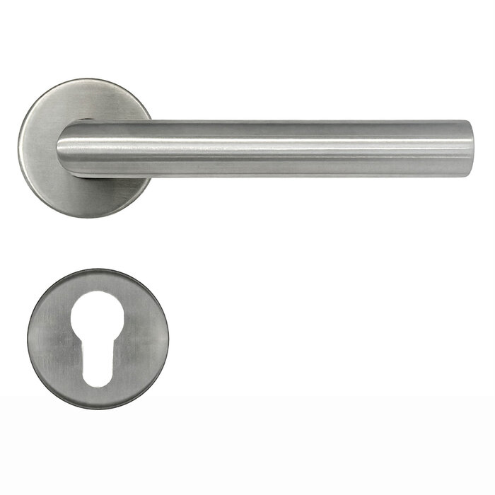DKS Poignées de porte en acier inoxydable URANUS INOX, poignées de porte en forme de U sur une rosace ronde