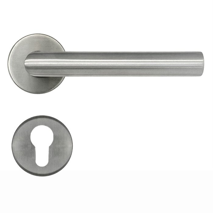 DKS Stainless steel door handles URANUS INOX U-shaped door handles on a round rosette