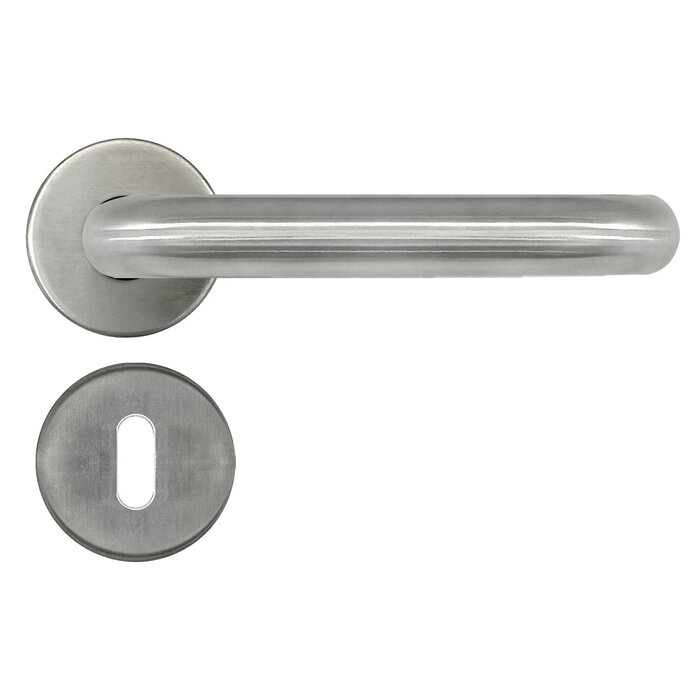 DKS Poignées de porte en acier inoxydable URANUS INOX, poignées de porte en forme de U sur une rosace ronde