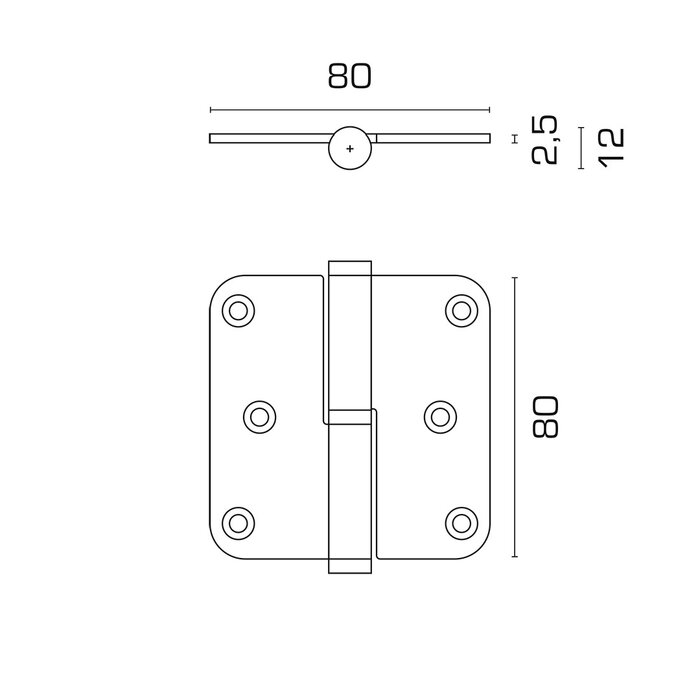 DKS Hinge 80x80x2.5 mm PRO INOX 304 - Especially for the project market - 40 pieces
