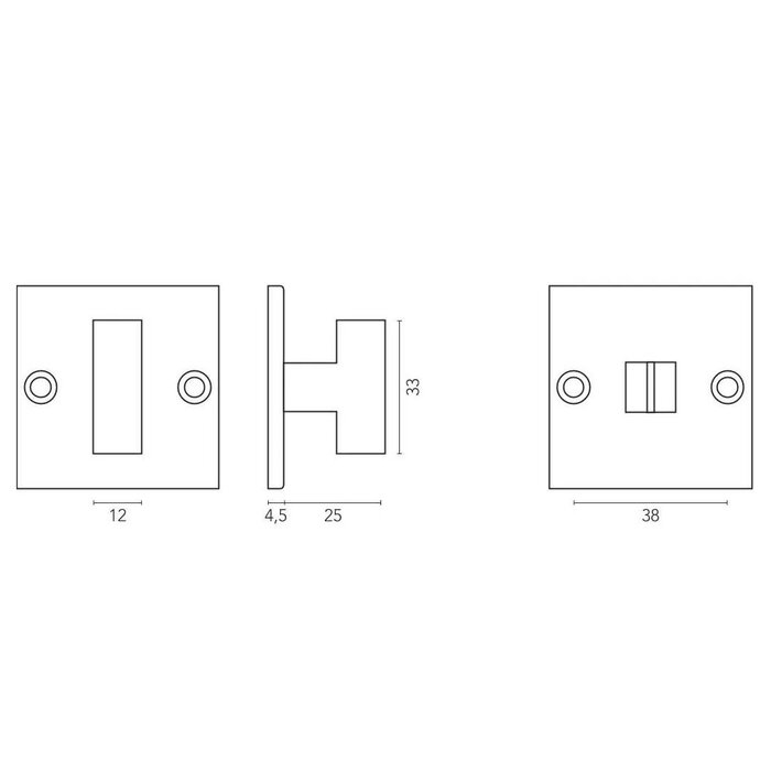 CRAFINO CRAFINO WC-garnituur vierkant ROCK - Craft Gold - 50 x 50 mm - Per set