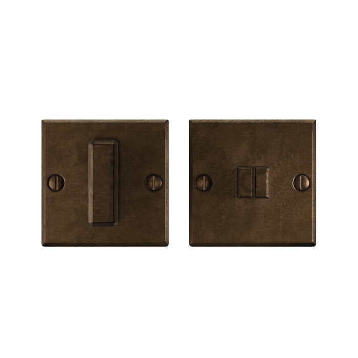 CRAFINO Ensemble WC carré CRAFINO ROCK - Bronze artisanal - 50 x 50 mm - Par ensemble