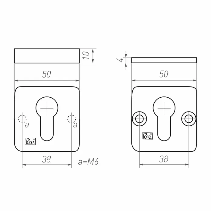 Dauby Dauby Pure veiligheidscilinderplaatjes SQU/QU - Ruw brons (RB)