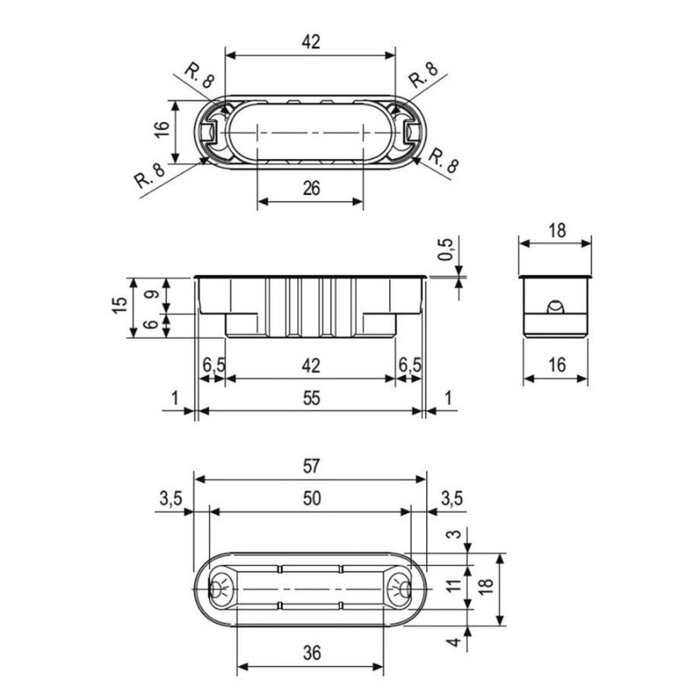 247WOOD 247WOOD freesmal sluitplaat 57x18 mm