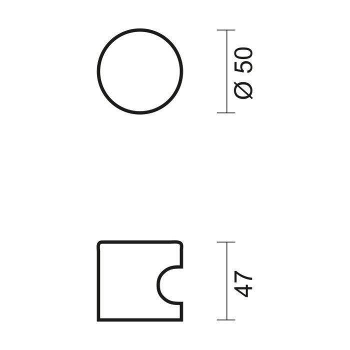 HDD Top H 50 massief paar - Zwart - Ø50 mm - Deurdikte >30 mm