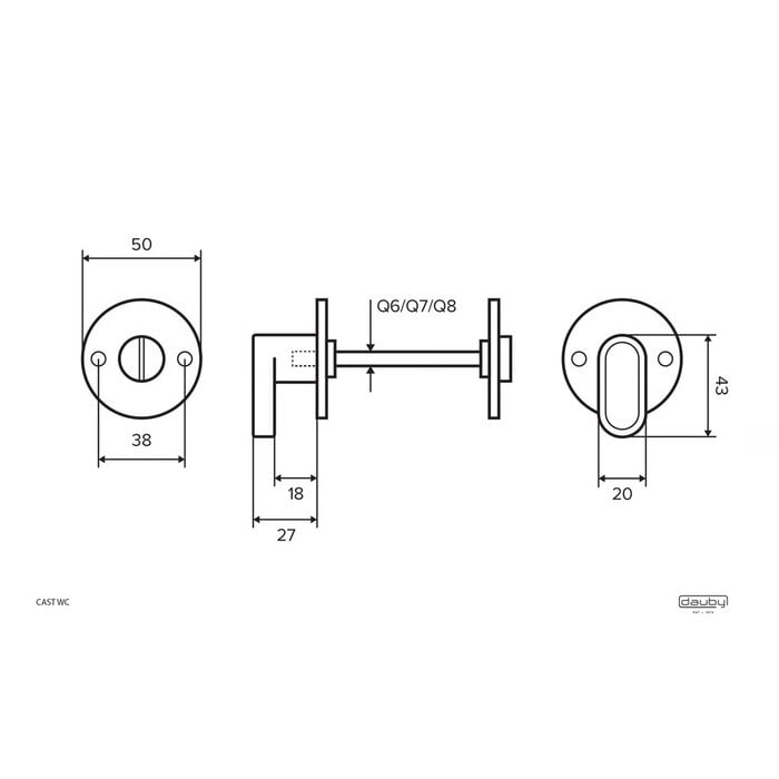 Dauby DAUBY CAST WC-Set auf runder Rosette - Rohbronze poliert (RBP)