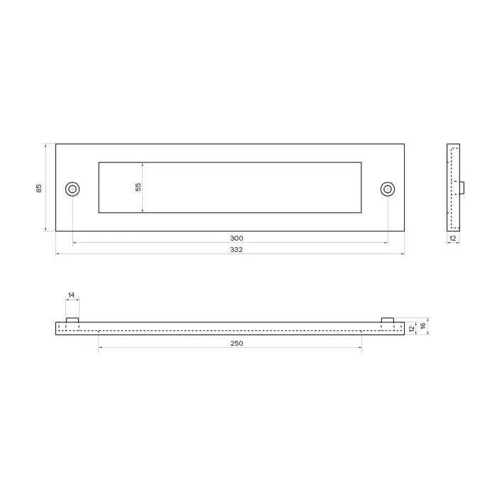Dauby Letterbox inner plate with brush - Aged Iron Black (VO)