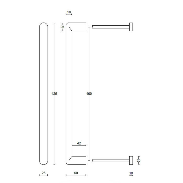 Formani FORMANI INC PBI400 deurgreep – Mat RVS – 400 mm