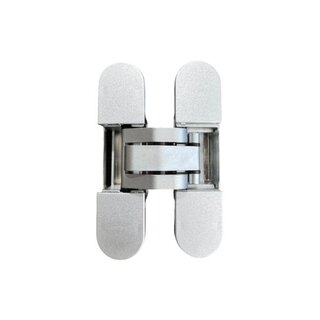 JAIROL Charnière invisible 3D 95 x 23 mm – 60 kg – Chrome mat