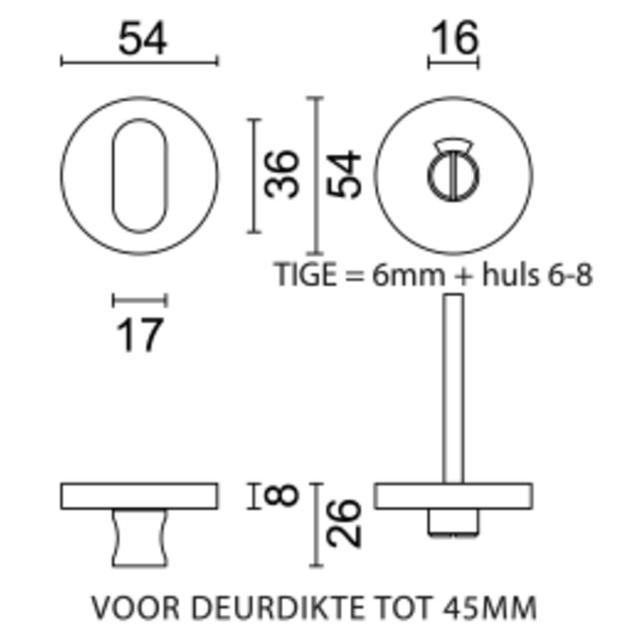 HDD WC garnituur - SHAPE - mat brons