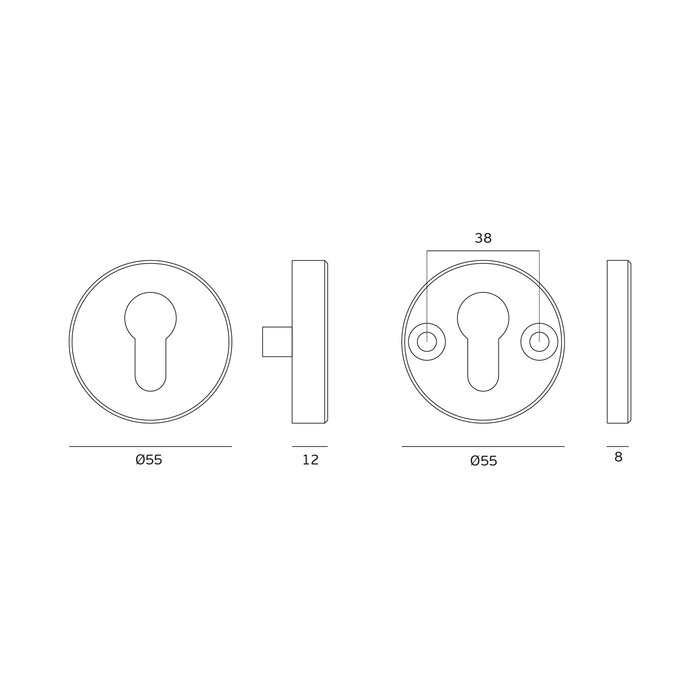 JNF Architectural Hardware Paar JNF veiligheidsrozetten voor cilinder – PVD Titanium Chocolade