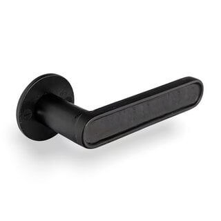 Dauby DAUBY CAST door handles on round rosette – Aged Iron - Black (VO)
