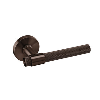 JNF Architectural Hardware JNF door handles on round rosette – PVD Titanium Chocolate