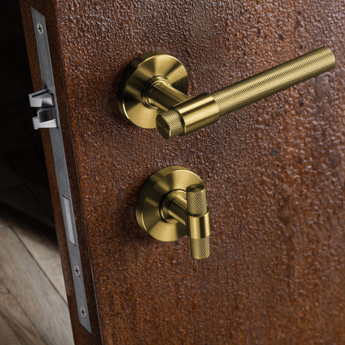 JNF Architectural Hardware JNF deurklinken op rond rozet – PVD Titanium Gold