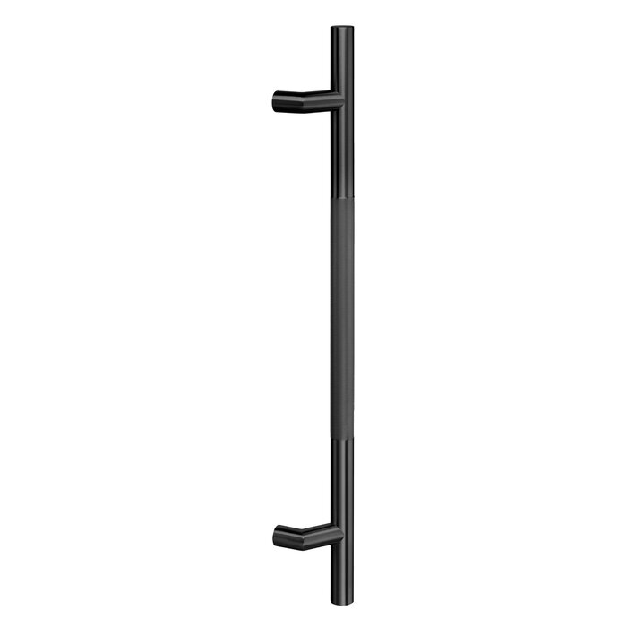 JNF Architectural Hardware JNF dubbele deurgreep 600 mm met kruislings geslepen handvaten – PVD Titanium Zwart – cc 450 mm