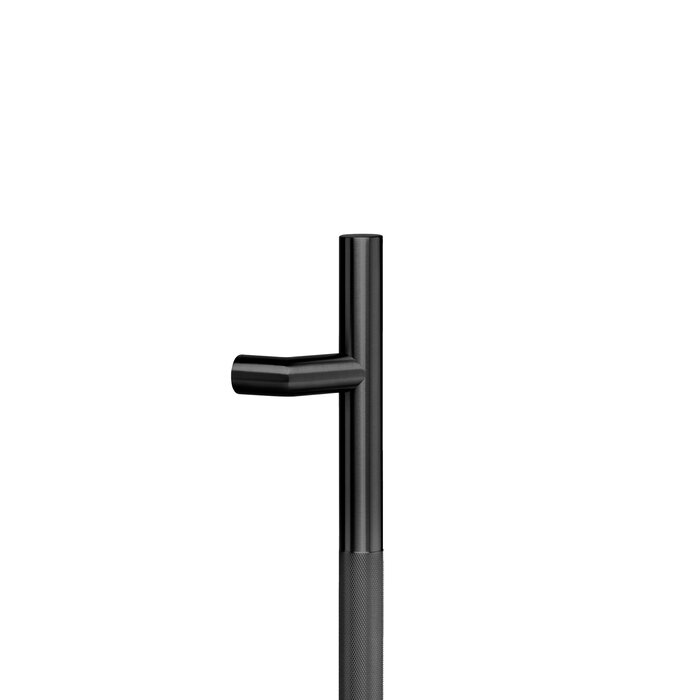 JNF Architectural Hardware JNF dubbele deurgreep 600 mm met kruislings geslepen handvaten – PVD Titanium Zwart – cc 450 mm