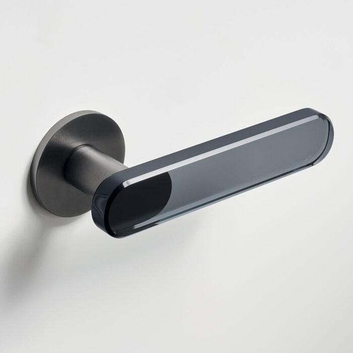 Olivari Poignées de porte OLIVARI AQUA sur rosace ronde – Anthracite satiné / Gris