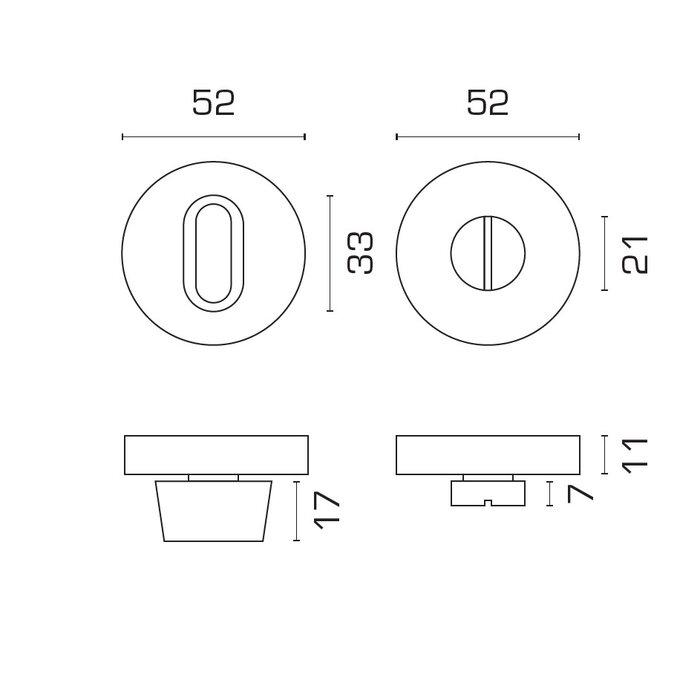 DKS Zwart wc garnituur zonder indicator - 52 x 11mm