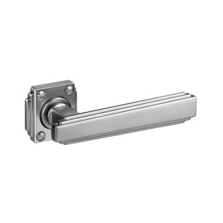 JNF Architectural Hardware Paire de poignées de porte JNF ART DECO IN.00.470 sur rosace - Acier inoxydable satiné