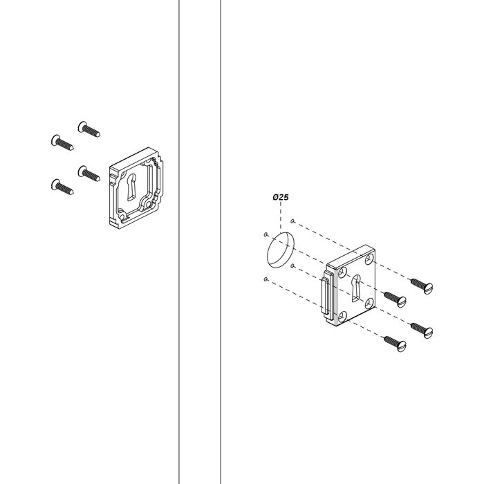 JNF Architectural Hardware Pair of JNF ART DECO key escutcheons IN.04.471.QP - Satin stainless steel