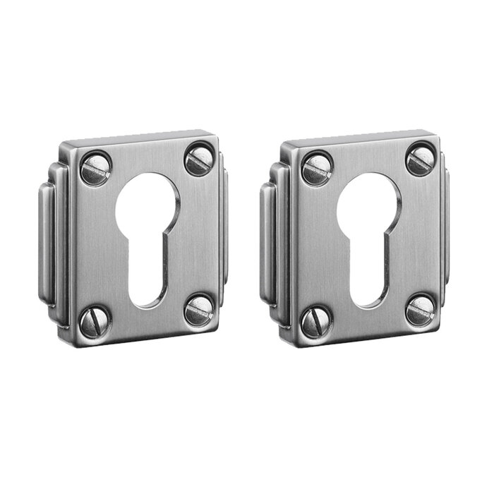 JNF Architectural Hardware Pair of JNF ART DECO Cylinder Rosettes IN.04.471.QP - Satin Stainless Steel