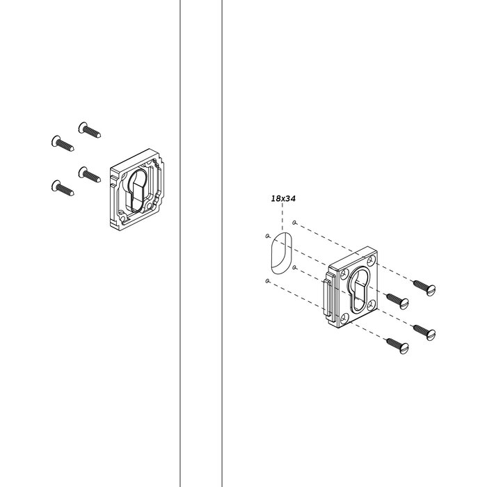 JNF Architectural Hardware Pair of JNF ART DECO Cylinder Rosettes IN.04.471.QP - Satin Stainless Steel