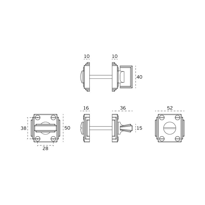JNF Architectural Hardware Ensemble WC JNF ART DÉCO IN.04.470 - Acier inoxydable satiné