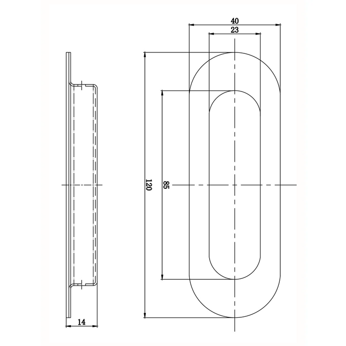Dulimex Poignée ovale pour porte coulissante 120 x 40 mm – Bronze brossé
