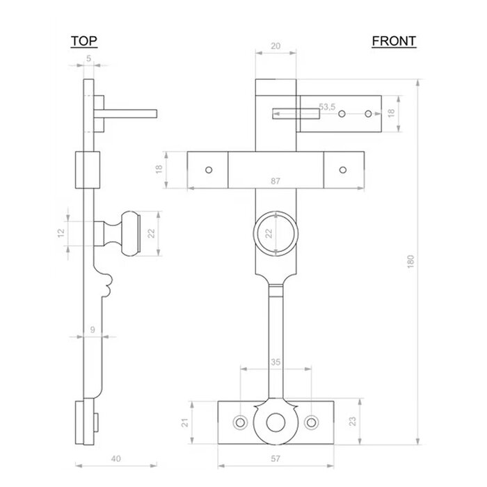 Dauby DAUBY RETRO stable bolt CL258 180 mm - Rust (RC)