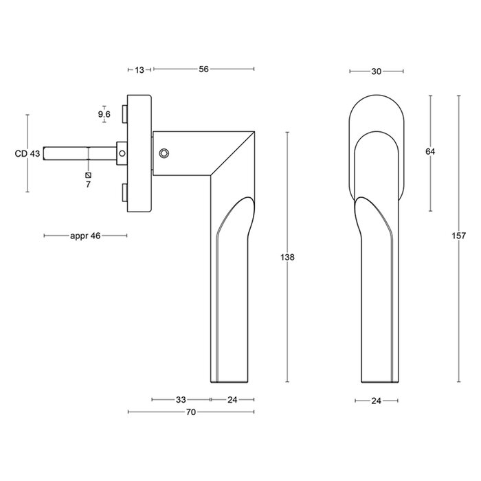 Formani FORMANI RIVIO window handle GL101-DK-O tilt-and-turn non-lockable - PVD Light Bronze