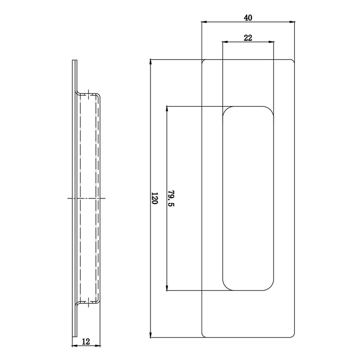 Dulimex Rechthoekige schuifdeurkom 120x40 mm – Geborsteld brons