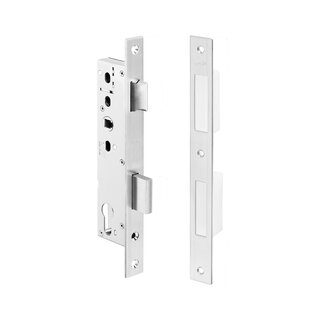 JNF Architectural Hardware JNF narrow profile mortise lock - Center distance 92 mm - Backset 30 mm - Stainless steel satin