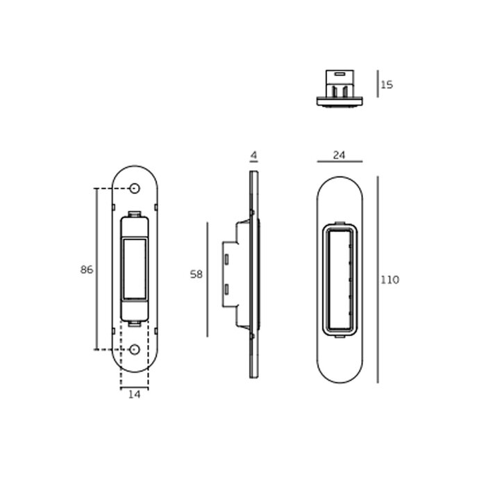 JNF Architectural Hardware JNF MAGNACORE magneetslot 2-in-1 sleutel/WC – Inox gepolijst