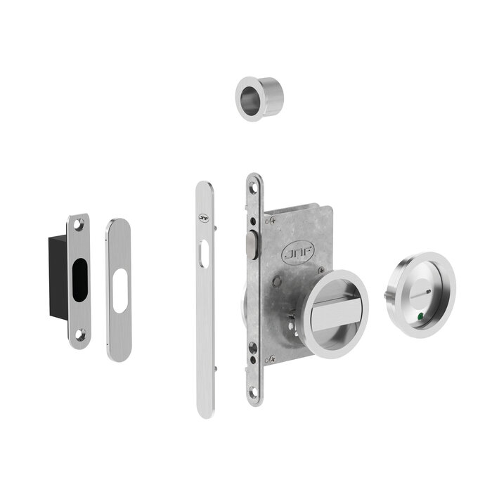 JNF Architectural Hardware JNF sliding door lock with round WC set and free/occupied indicator – Matt nickel