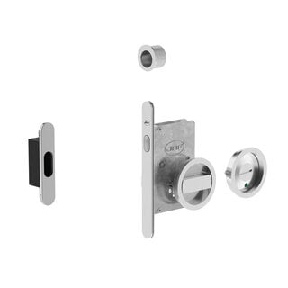 JNF Architectural Hardware JNF sliding door lock with round WC set and free/occupied indicator – Matt nickel