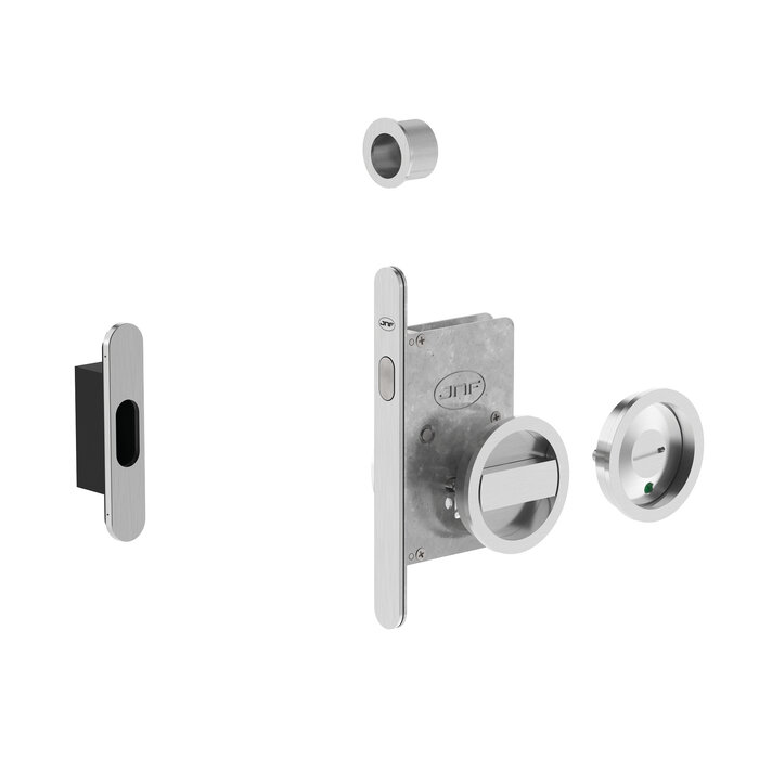 JNF Architectural Hardware JNF sliding door lock with round WC set and free/occupied indicator – Matt nickel