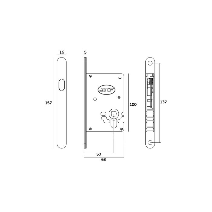 JNF Architectural Hardware JNF schuifdeurslot met ronde WC-garnituur en vrij/bezet-indicator – Wit RAL 9016