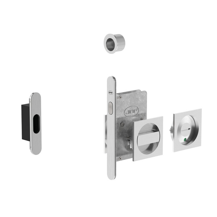 JNF Architectural Hardware JNF sliding door lock with square WC set and free/occupied indicator – Matt nickel