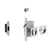 JNF Architectural Hardware JNF Schiebetürschloss mit quadratischem WC-Set und Frei/Belegt-Anzeige – Mattnickel