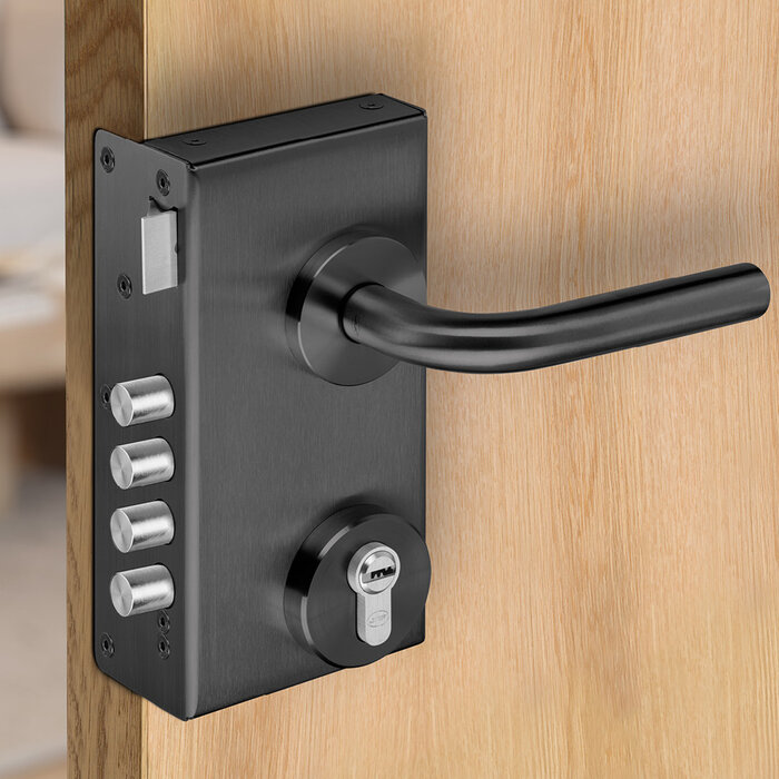 JNF Architectural Hardware JNF-Aufputz-Sicherheitsschloss mit Schließblech – Edelstahl satiniert