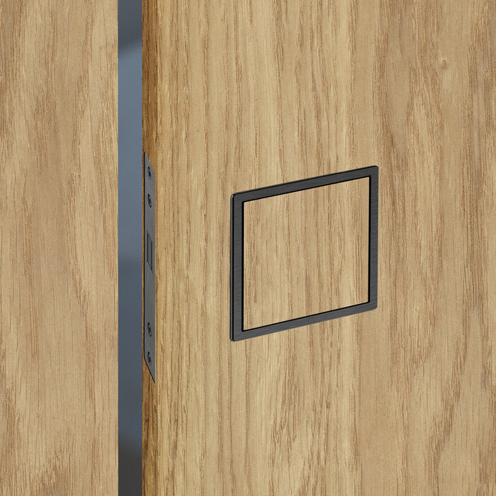 JNF Architectural Hardware JNF FLAT individuell anpassbarer, eingelassener Türgriff mit Einsteckschloss – 120 x 120 mm – Schwarz PVD