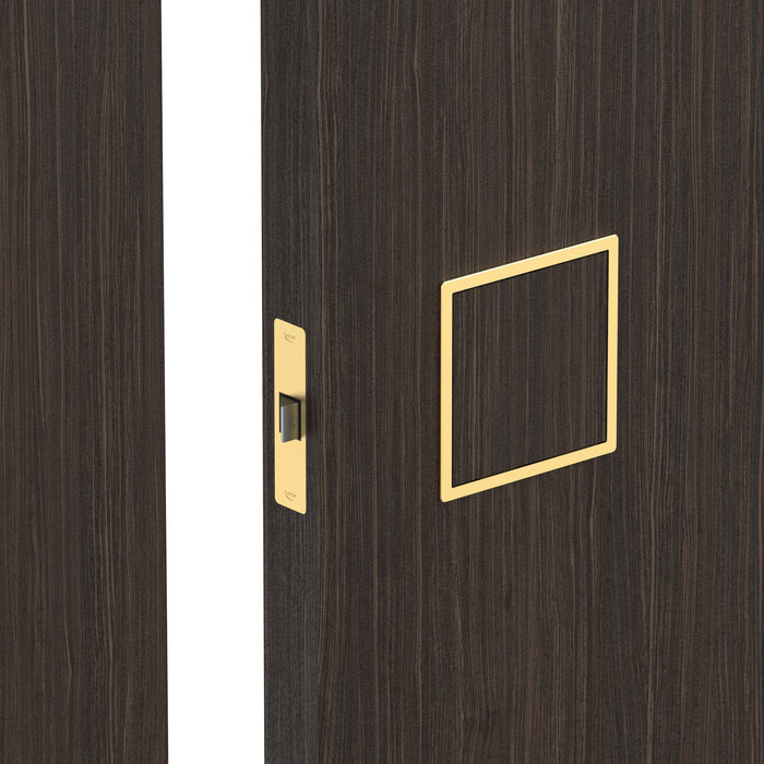 JNF Architectural Hardware JNF FLAT customizable recessed door handle with mortise lock – 120 x 120 mm – Gold PVD