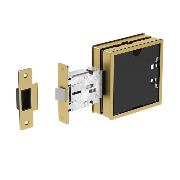JNF Architectural Hardware JNF FLAT personaliseerbare inbouw deurgreep met insteekslot – 120 x 120 mm – Goud PVD